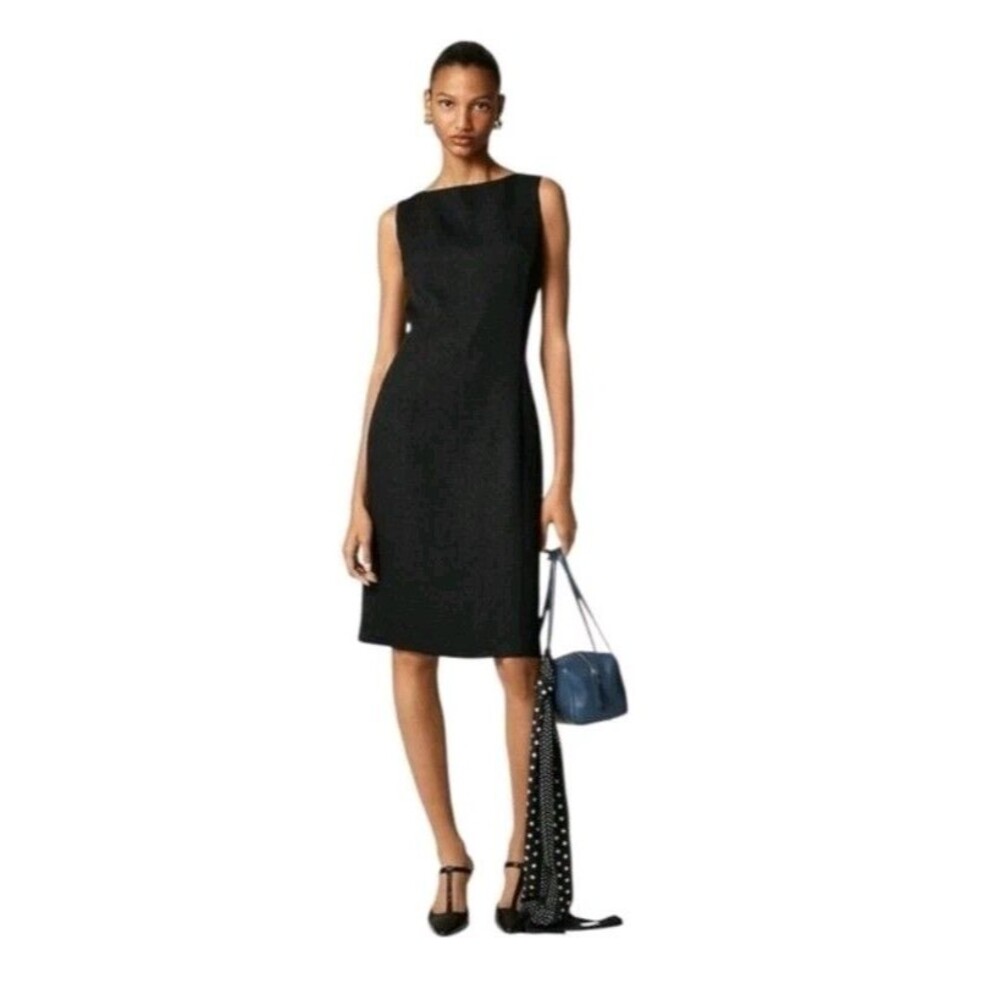 J.Crew Seamed Sheath Dress Boucle Black Lined Sleeveless CN855 $218 Size 6 NWT